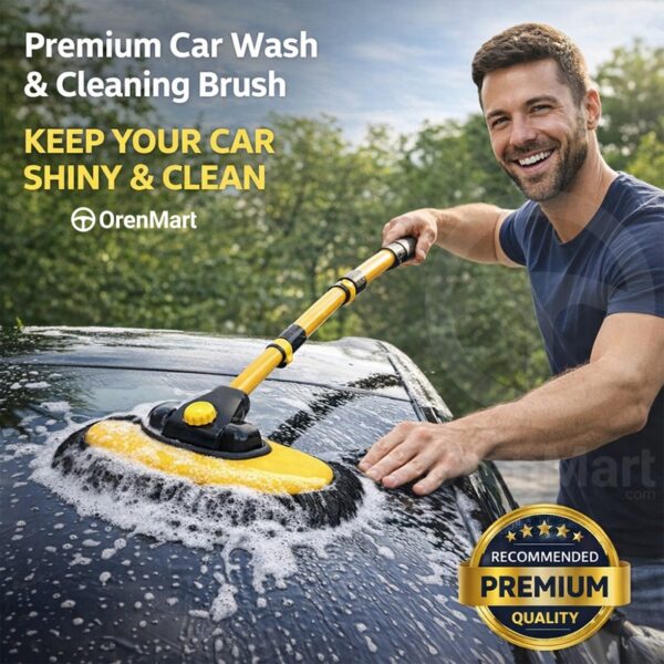 Premium Car Wash & Cleaning Brush | Adjustable Telescopic Handle with Soft Microfiber Mop Head